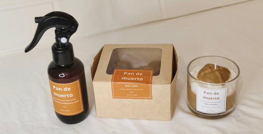 Kit vela, aromatizante y waxmelts Pan de Muerto